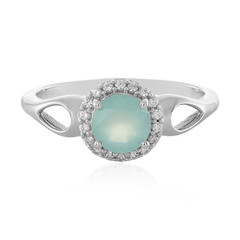 Bague en argent et Calcédoine d'eau