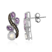 Boucles d'oreilles en argent et Pierre de Lune arc-en-ciel