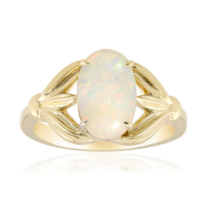 Bague en or et Opale blanche du Brésil