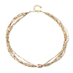Collier en argent et Perle de culture d'eau douce de couleur pêche (Riya)