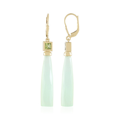 Boucles d'oreilles en argent et Calcédoine verte (KM by Juwelo)