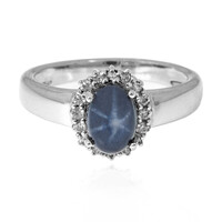 Bague en argent et Saphir étoilé bleu