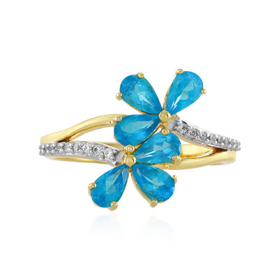 Bague en argent et Apatite bleu néon
