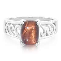 Bague en argent et Œil-de-tigre rouge