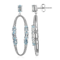 Boucles d'oreilles en argent et Topaze bleu ciel