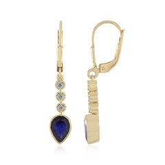 Boucles d'oreilles en argent et Saphir bleu de Madagascar