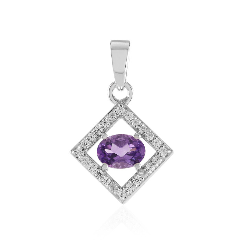 925 Argent Sterling Élégant Collier Pendentif Améthyste Naturelle Styl