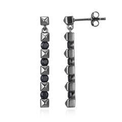 Boucles d'oreilles en argent et Saphir noir