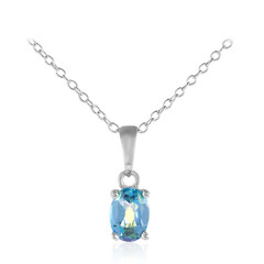 Collier en argent et Topaze mystique bleu pigeon