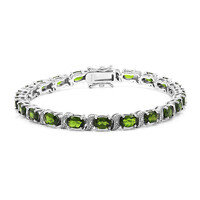 Bracelet en argent et Diopside de Russie