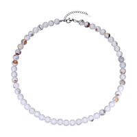 Collier en argent et Agate blanche porcelaine
