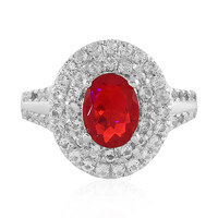 Bague en argent et Opale rouge d'Éthiopie