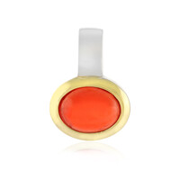 Pendentif en argent et Opale rouge d'Éthiopie
