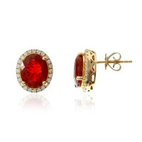 Boucles d'oreilles en or et Opale de Feu du Mexique (CIRARI)
