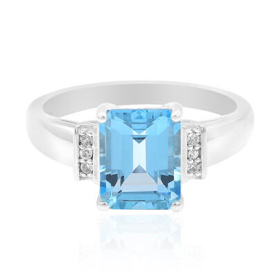 Bague en argent et Topaze bleu Suisse