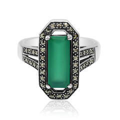Bague en argent et Calcédoine verte