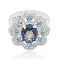 Bague en argent et Quartz mystique bleu