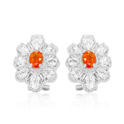 Boucles d'oreilles en argent et Opale de Feu du Mexique (Dallas Prince Designs)