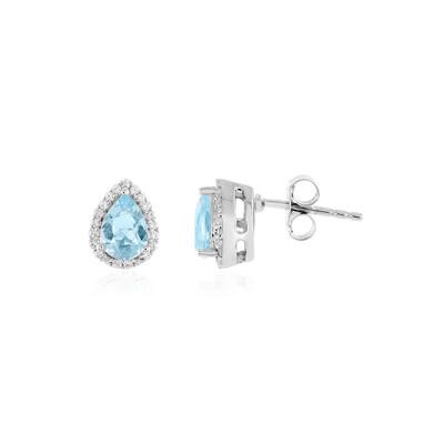 Boucles d'oreilles en argent et Aigue-marine