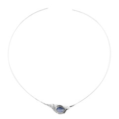 Collier ras du cou (Choker) en argent et Kyanite