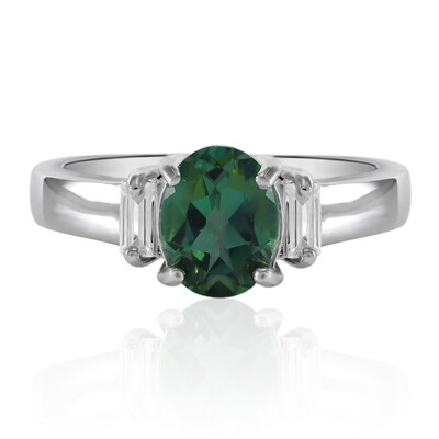 Bague en argent et Topaze vert papillon
