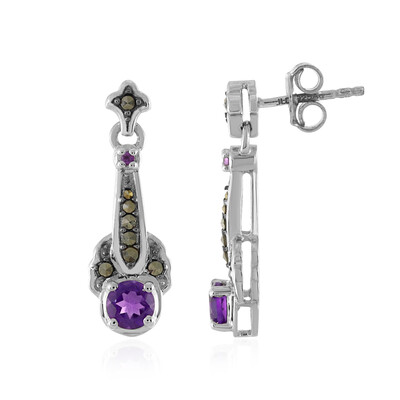 Boucles d'oreilles en argent et Améthyste de Zambie