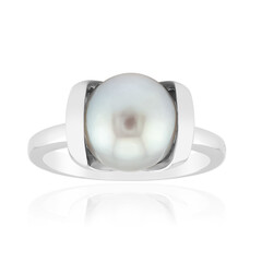 Bague en argent et Perle de culture d'eau douce argentée (TPC)