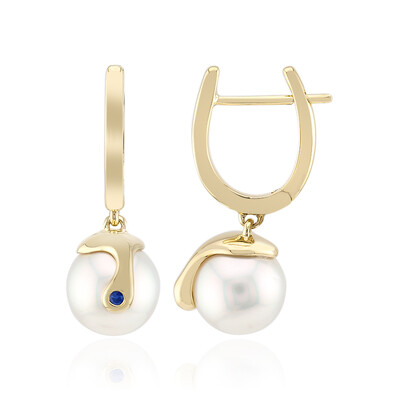 Boucles d'oreilles en or et Perle blanche des mers du sud (Michelle Albala)
