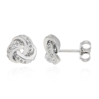 Boucles d'oreilles en argent et Diamant poivre et sel