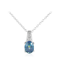 Collier en argent et Topaze mystique bleu pigeon
