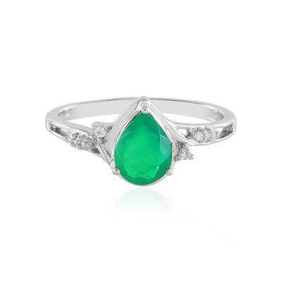 Bague en argent et Opale verte d'Éthiopie