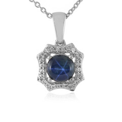 Collier en argent et Saphir étoilé bleu