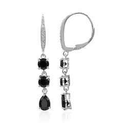 Boucles d'oreilles en argent et Spinelle noir