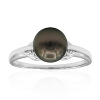 Bague en platine et Perle de culture de Tahiti
