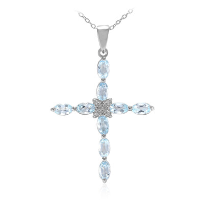 Collier en argent et Topaze bleu ciel