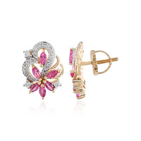 Boucles d'oreilles en or et Rubis du Mozambique