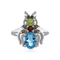 Bague en argent et Topaze bleu Suisse