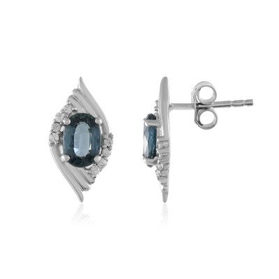 Boucles d'oreilles en argent et Kyanite bleu pétrole