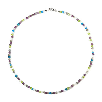 Collier en argent et Apatite bleu néon