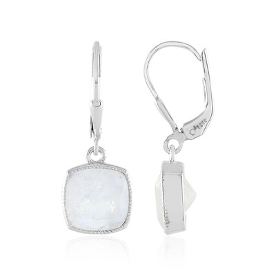 Boucles d'oreilles en argent et Pierre de Lune arc-en-ciel