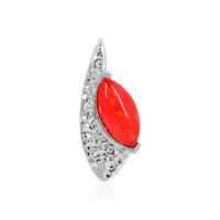 Pendentif en argent et Opale rouge d'Éthiopie