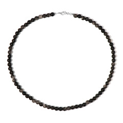 Collier en argent et Obsidienne argentée