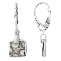 Boucles d'oreilles en argent et Corail fossilisé