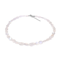 Collier en argent et Pierre de Lune arc-en-ciel