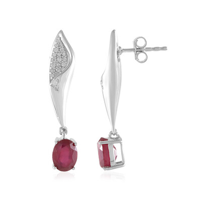 Boucles d'oreilles en argent et Rubis de Madagascar (de Melo)