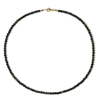Collier en argent et Obsidienne dorée