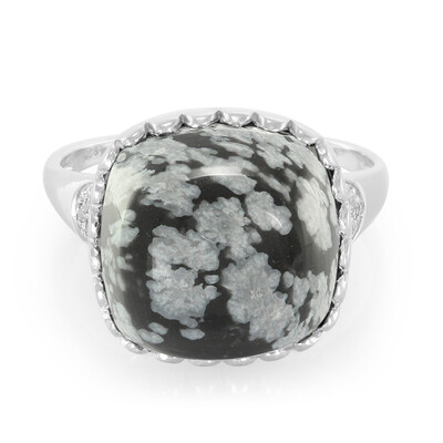 Bague en argent et Obsidienne Flocon-de-Neige