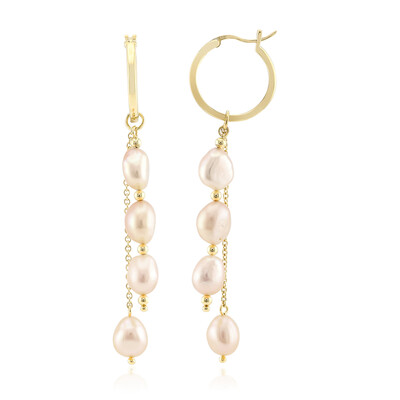 Boucles d'oreilles en argent et Perle de culture d'eau douce orange (TPC)