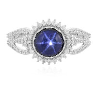 Bague en argent et Saphir étoilé bleu