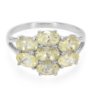 Bague en argent et Danburite jaune néon